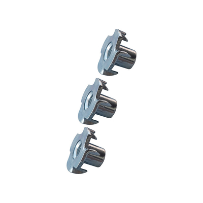 เหล็กชุบป้องกันสิ่งแวดล้อม Blue Zinc T Nuts Four Claw สำหรับเฟอร์นิเจอร์ไม้