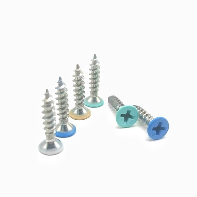สกรูเกลียวปล่อยแบบ Countersunk Cross สีที่กำหนดเองหัวแบน