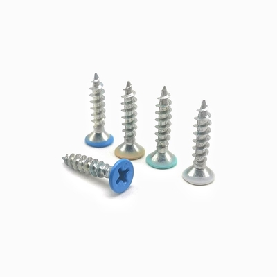 สกรูเกลียวปล่อยแบบ Countersunk Cross สีที่กำหนดเองหัวแบน