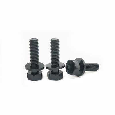 หมวด 10.9 ข้างนอก Hexagon Bolt แผ่นพัดแบบเรียบผสมเหล็กคาร์บอนความแข็งแรงสูง
